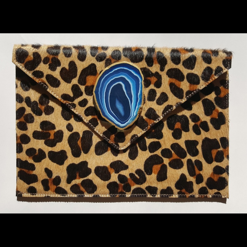 Cheetah print hide clutch